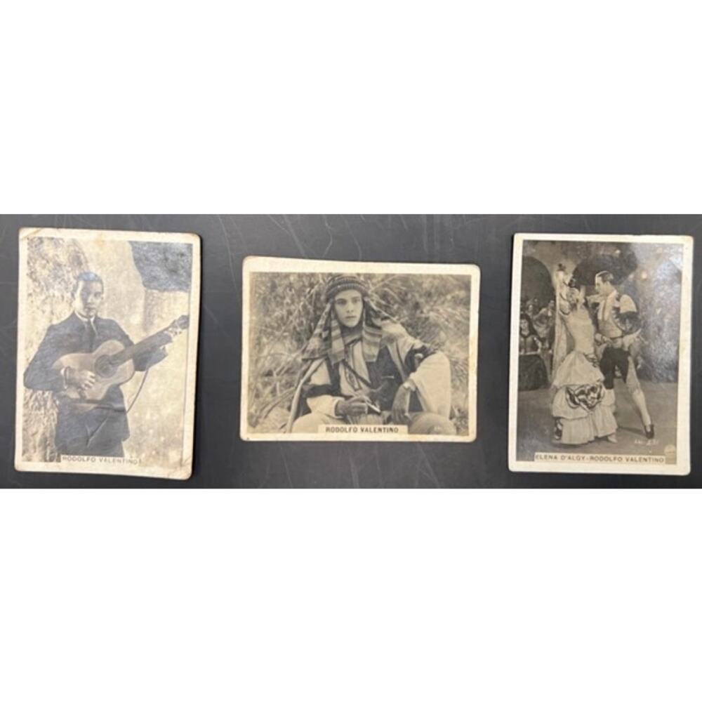 3 Rare 1920's Spanish Rudolph Valentino Tobacco Cards Cigarette Cards Strip Card